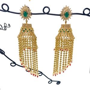 Indian multi high low stoned earrings